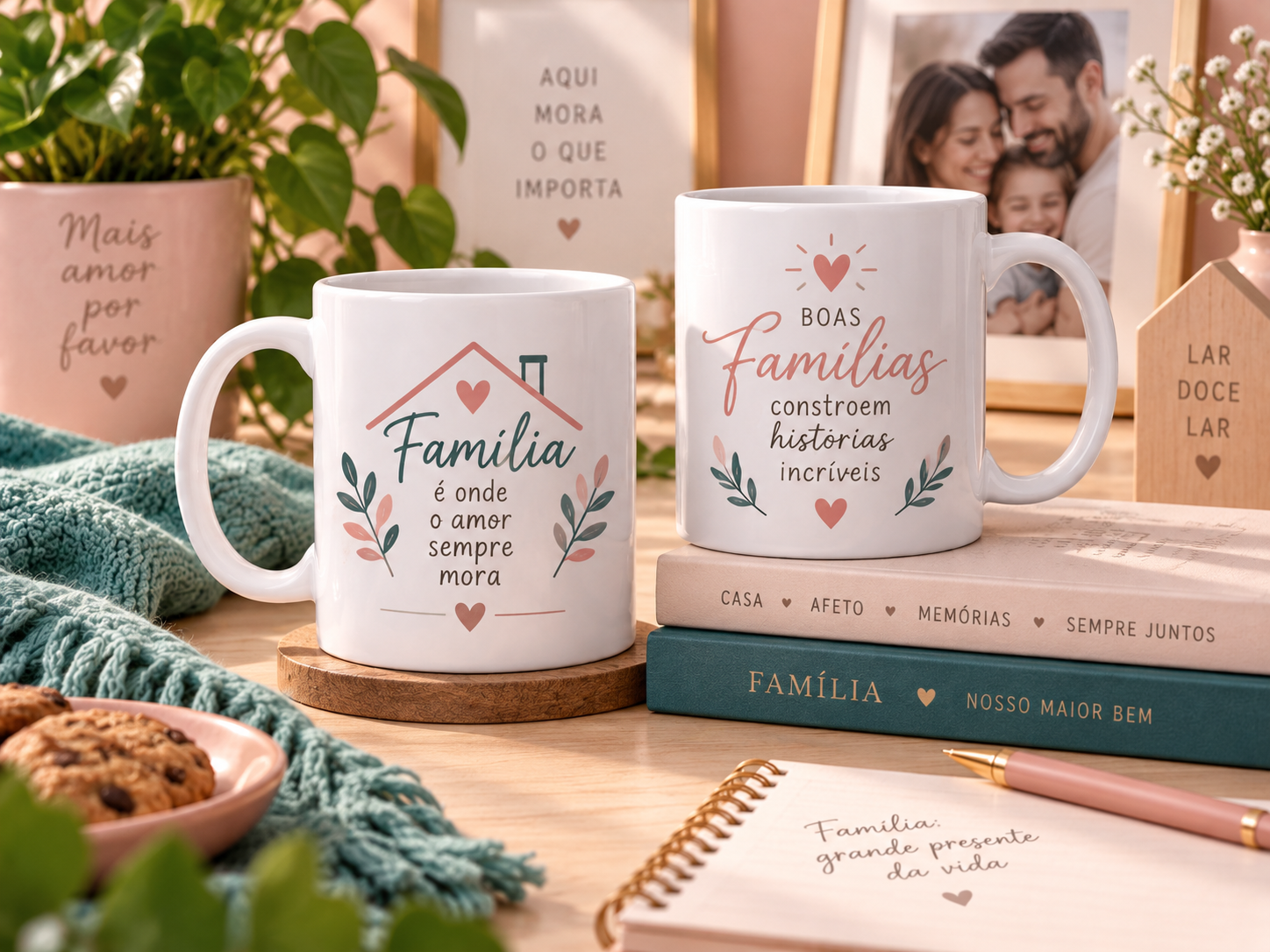 Artes para família em canecas